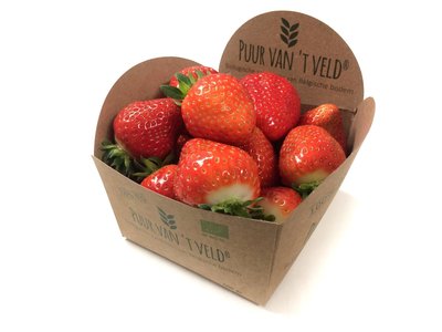 Biologische aardbeien 'Puur van't veld' 500 gram - afhaling